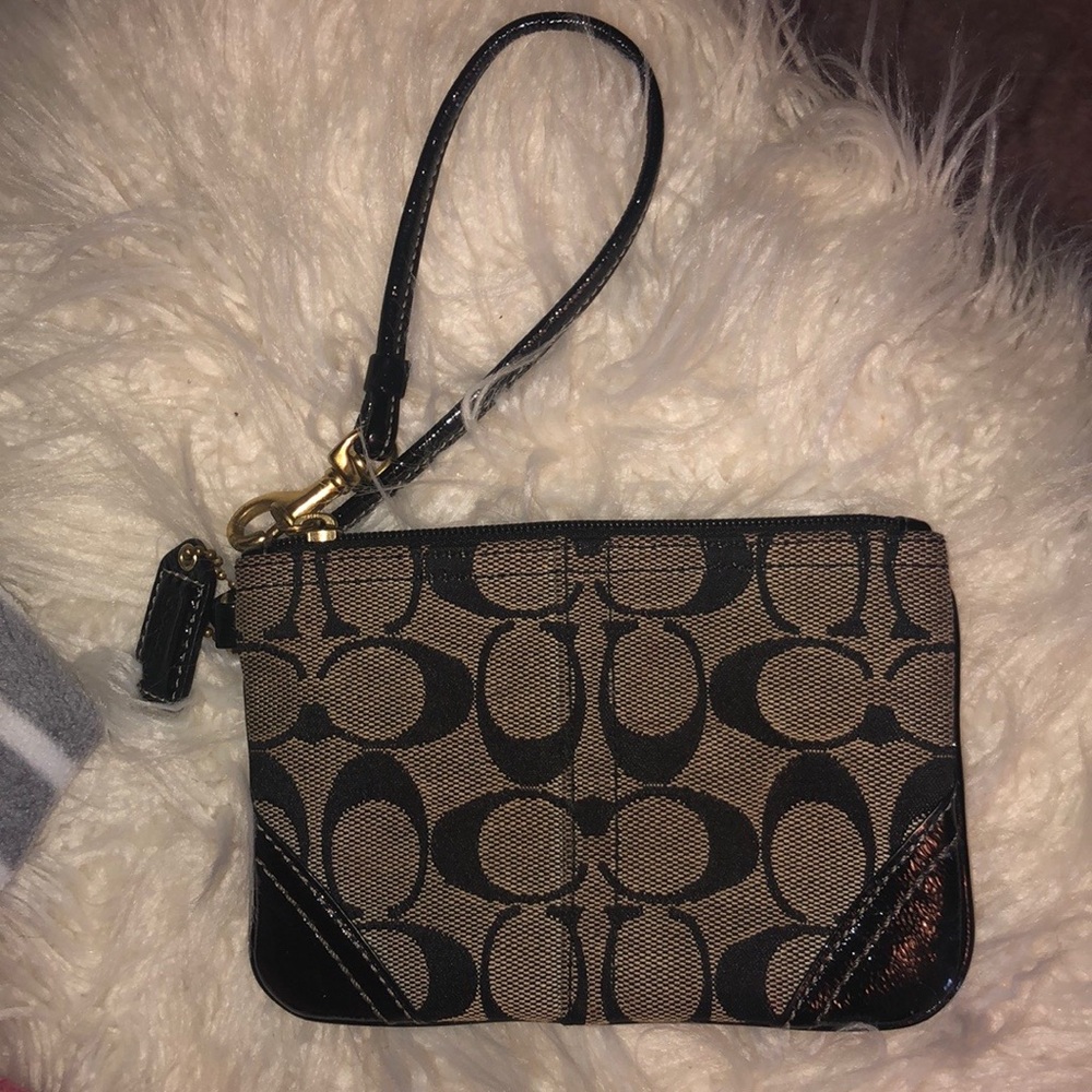 Coach logo wristlet